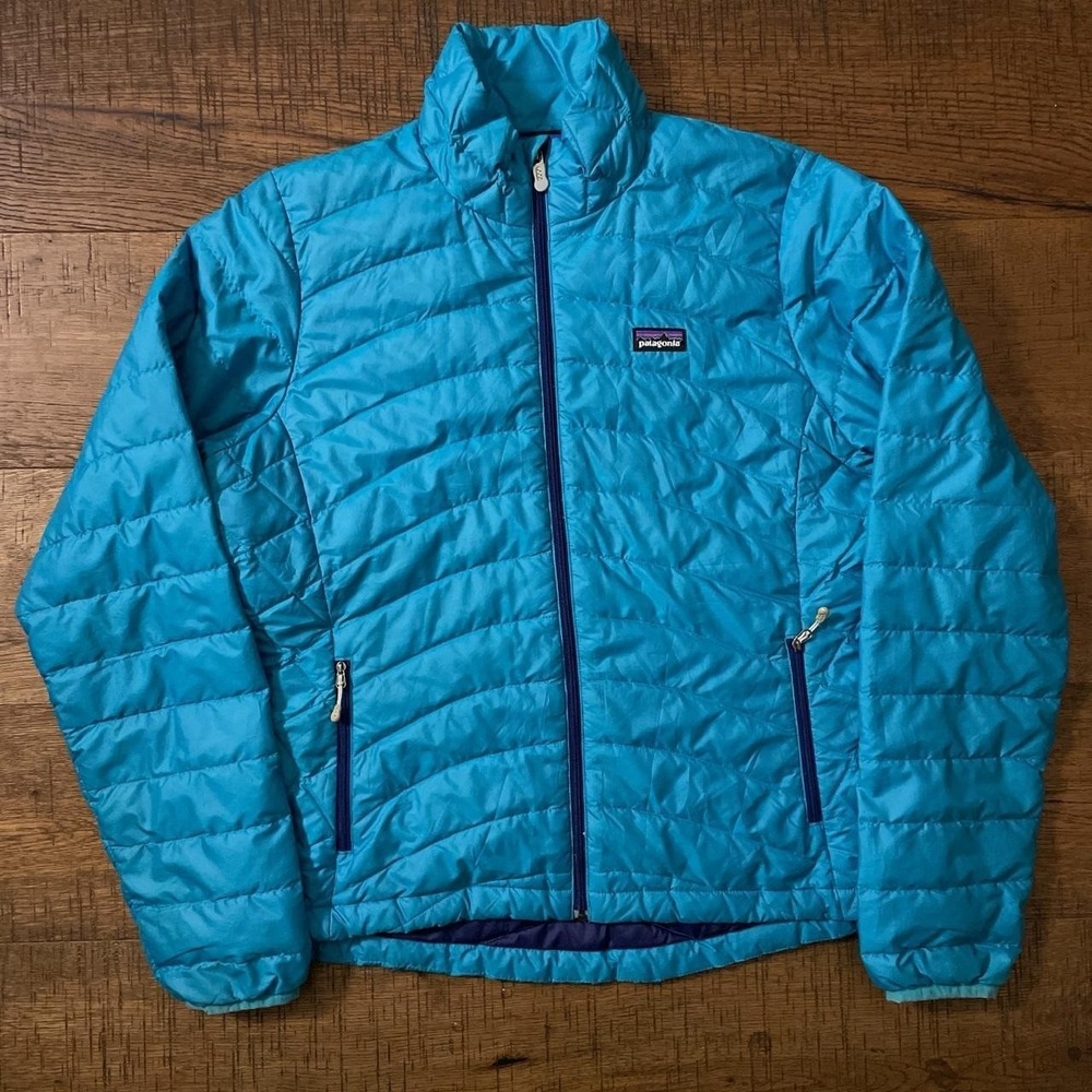Patagonia Womens Down Sweater Puffer Jacket Blue Goose Down 84682 FA13 L